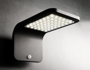 STREET APPLIQUE AD ENERGIA SOLARE IP54 SENSORE DI MOVIMENTO E CREPUSCOLARE LED 3W NERO DI SOVIL