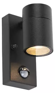 Lampada da parete per esterni nera con sensore di movimento IP44 - Solo