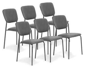 Set di 6 sedie per sala da pranzo - ecopelle grigia