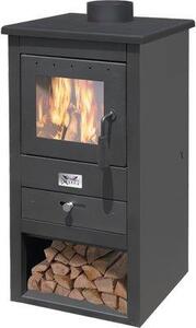 Mille Stufa a Legna in Acciaio Potenza 10,7 kW Volume Riscaldabile 262 m3 430x410x860 mm colore Nero - Athena 11