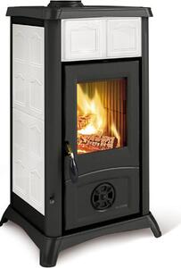 La Nordica-Extraflame Stufa a Legna in Ghisa Smaltata Potenza 6 kW Volume Riscaldabile 172 m3 Rivestimento Maiolica colore Bianco - Gemma