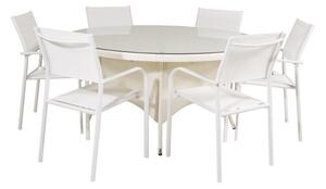 Tavolo e sedie set Dallas 2219Bianco plastica, Tessile