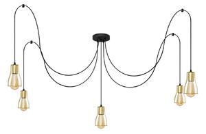 Lampadario a sospensione con filo TUBE LONG 5xE27/15W/230V nero/oro