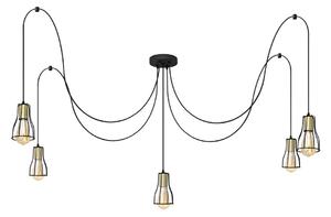 Lampadario a sospensione con filo TUBE LONG 5xE27/15W/230V nero/oro