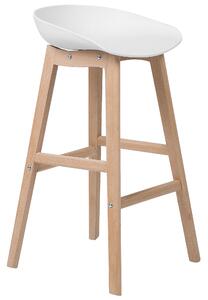 Set di 2 sgabelli da bar in legno chiaro e plastica bianca da 85 cm con sedile da bancone Beliani