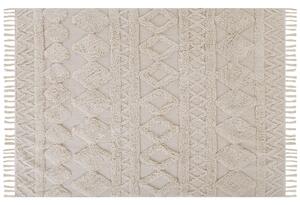 Tappeto minimalista beige in cotone con motivo geometrico 160 x 230 cm Beliani