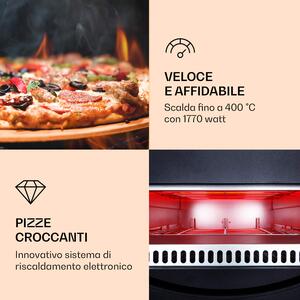 Klarstein Arezzo - Forno per pizza, pietra refrattaria rimovibile, alloggiamento in acciaio, 1770 W, 160-400 °C