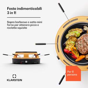 Klarstein Marinara - Forno per la pizza 3 in 1 con grill e raclette, 1200 W, 6 mini pale per la pizza