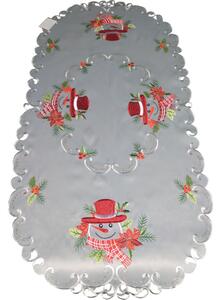 Stola grigia natalizia con ricamo di pupazzo di neve Larghezza: 40 cm | Lunghezza: 85 cm