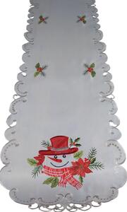 Stola grigia natalizia con ricamo di pupazzo di neve Larghezza: 40 cm | Lunghezza: 85 cm