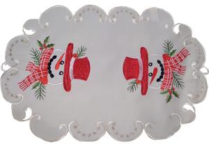 Tovaglia natalizia in crema con ricamo di pupazzo di neve Larghezza: 30 cm | Lunghezza: 45 cm