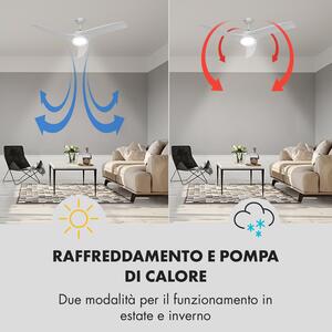 Klarstein Figo Ventilatore da Soffitto 52" 55W Lampadario 2x42W Telecomando bianco