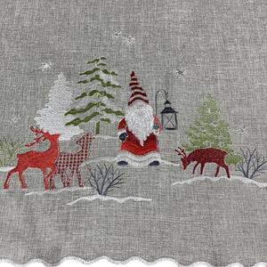Stola natalizia grigia con ricamo di elfi e renne Larghezza: 40 cm | Lunghezza: 85 cm