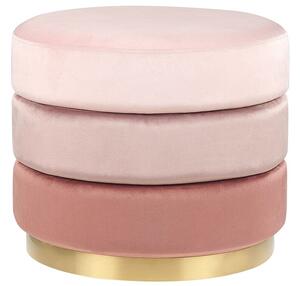 Pouf in tessuto di velluto di colore rosa rotondo con base in oro glamour stile moderno Beliani