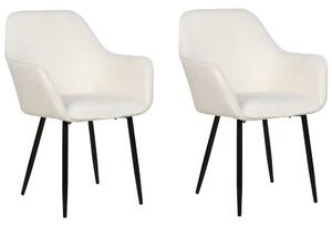 Set di 2 sedie da pranzo in tessuto bouclè bianco braccioli schienale intagliato gambe in metallo moderna industriale Beliani
