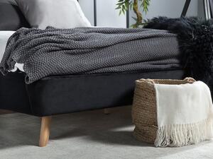 Struttura del letto in velluto Nero Gambe in legno chiaro 160 x 200 cm Retro Beliani