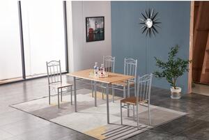 Tavolo Da Pranzo Con 4 Sedie Set Completo 120x70 Legno Chiaro