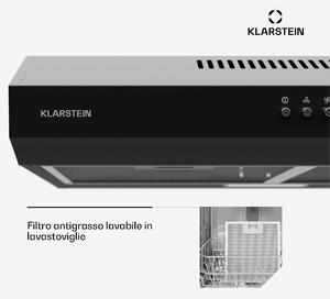 Klarstein Contempo 60 - Cappa aspirante sottopensile, 60 cm, 200 m3/ora, LED, acciaio inox, vetro acrilico