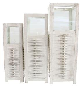 Set di 3 lanterne in acciaio quadrate
