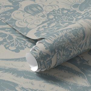 Carta da parati Fiaba del bosco blu, Parati classici in stile inglese, a00172 : Uwalls.it