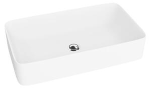 LAVITA Lavabo da appoggio Pasana Bianco Opaco | Lavabo da appoggio rettangolare | Lavabo senza troppopieno e foro per rubinetto | In porcellana di alta qualità | Lavabo | 60,5x34x11 cm | Bianco opaco