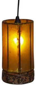 Lampada da soffitto in pelle Henna / Lampade a sospensione Bengalia - Giallo / Naturale, pelle, ferro, 25*13*13 cm, lampade da soffitto orientali