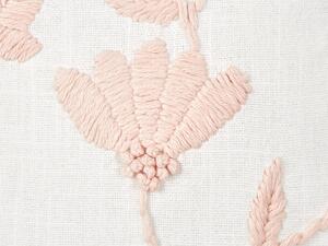 Set di 2 cuscini decorativi fatti a mano con ricamo floreale Bianco e rosa 45 x 45 cm sfoderabili con imbottitura Beliani