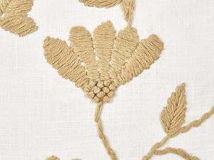 Cuscino decorativo fatto a mano con ricamo floreale bianco e oro 45 x 45 cm sfoderabile con imbottitura Beliani