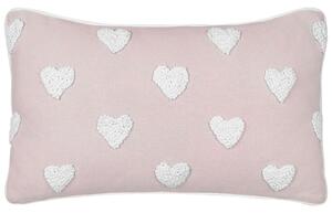 Cuscino in cotone ricamato con motivo a cuoricini rosa 30 x 50 cm letto divano accessorio morbido Beliani