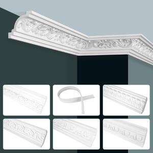 GRAND DECOR: Stucchi decorativi per soffitti in stile barocco, realizzati in poliuretano espanso e flessibili. Listelli per soffitto decorati, serie C, lunghezza 2 metri