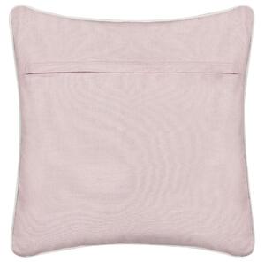 Set di 2 cuscini in cotone ricamati con motivo a cuoricini rosa 45 x 45 cm imbottiti morbidi Beliani