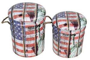 THEODORE - set di 2 pouf contenitore tondo poggiapiedi