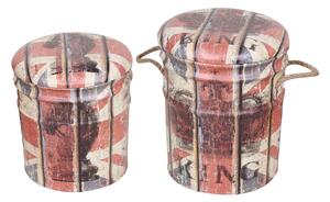 THEODORE - set di 2 pouf contenitore tondo poggiapiedi