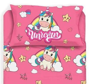 Completo Lenzuola Singolo in Cotone Unicorno