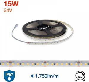 Striscia LED Professional 2835/140 - IP67 - 15W/m - 5m - 24V Colore Bianco Caldo 2.700K