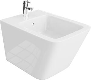 LAVITA Bidet universale da parete Lago con foro per rubinetto e protezione anti-traboccamento in Vetroceramica | Lavabo da montare a parete | Igienico e facile da pulire | 34x48,5x32,5 cm |