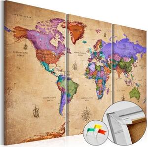 Quadri di sughero Colourful Travels (3 Parts) [Cork Map]