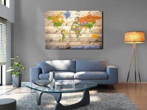 Quadri di sughero Map on wood: Colourful Travels [Cork Map]