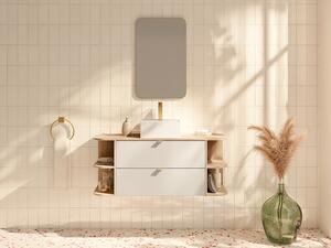 Mobile lavabo sospeso con nicchie e lavabo da appoggio quadrato Beige e naturale chiaro 120 cm - LAVENA