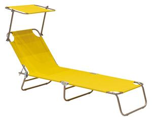 Lettino da spiaggia chiudibile con manici per il trasporto e tettuccio parasole con schienale in textilene 1/1 Lipari