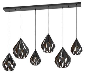 Lampadario A Sospensione Vintage Carlton 1 Acciaio Nero Rame 6 Luci E27