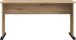 Forte TEMPRA 2 Scrivania 140 150, scrivania moderna con gambe a slitta, per ufficio, in materiale derivato dal legno, finitura rovere Artisan, larghezza 144 cm x altezza 72 cm x profondità 72 cm