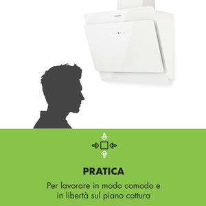 Klarstein Aurica 60 - Cappa aspirante, 60 cm, 600 m3/h, LED, Touch, vetro, bianco