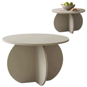 Tavolino SORA di EstiloHome, rotondo, diametro 70 cm, in tessuto effetto cachemire – tavolino minimalista per il soggiorno