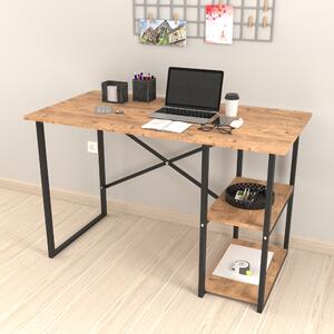 Scrivania Nittedal con ripiano Scrivania per computer in stile rovere Scrivania per PC con 2 ripiani Struttura rettangolare in metallo