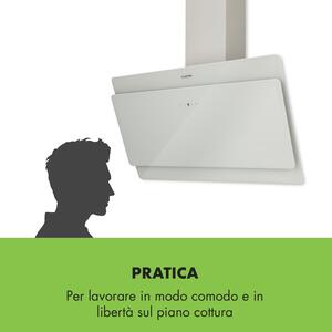 Klarstein Aurica 90 - Cappa aspirante, 90 cm, 600 m3/h, LED, Touch, vetro, bianco