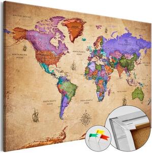 Quadri di sughero Colourful Travels (1 Part) Wide [Cork Map]