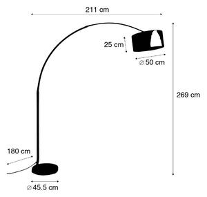 Lampada ad arco moderna nera con paralume bouclè bianco 50 cm - XXL