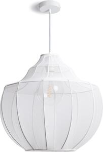 Lampada a sospensione in metallo e tessuto Ayla White