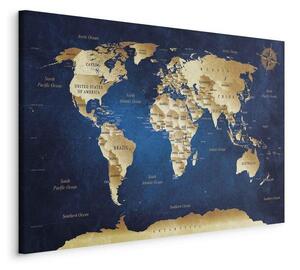 Quadro World Map The Dark Blue Depths